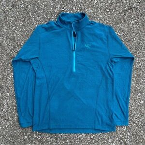 Arc'teryx Delta Half Zip Blue Grid Thermal Fleece 1/2 Zip Pullover